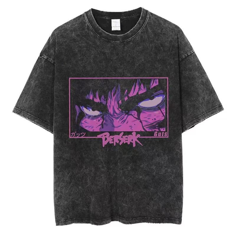 Loose Fit Legend Short Sleeve T-Shirt Unisex Cotton American Style Streetwear Retro Washed Anime Cartoon Print Crew Neck Tee