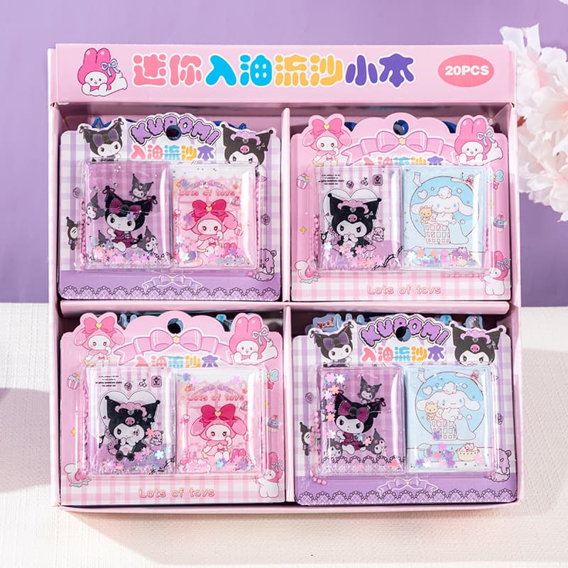 Sanrio Oil Quicksand Sharing Mini Stress Relief Beanie Portable Pocket Kuromi Cartoon Notebook