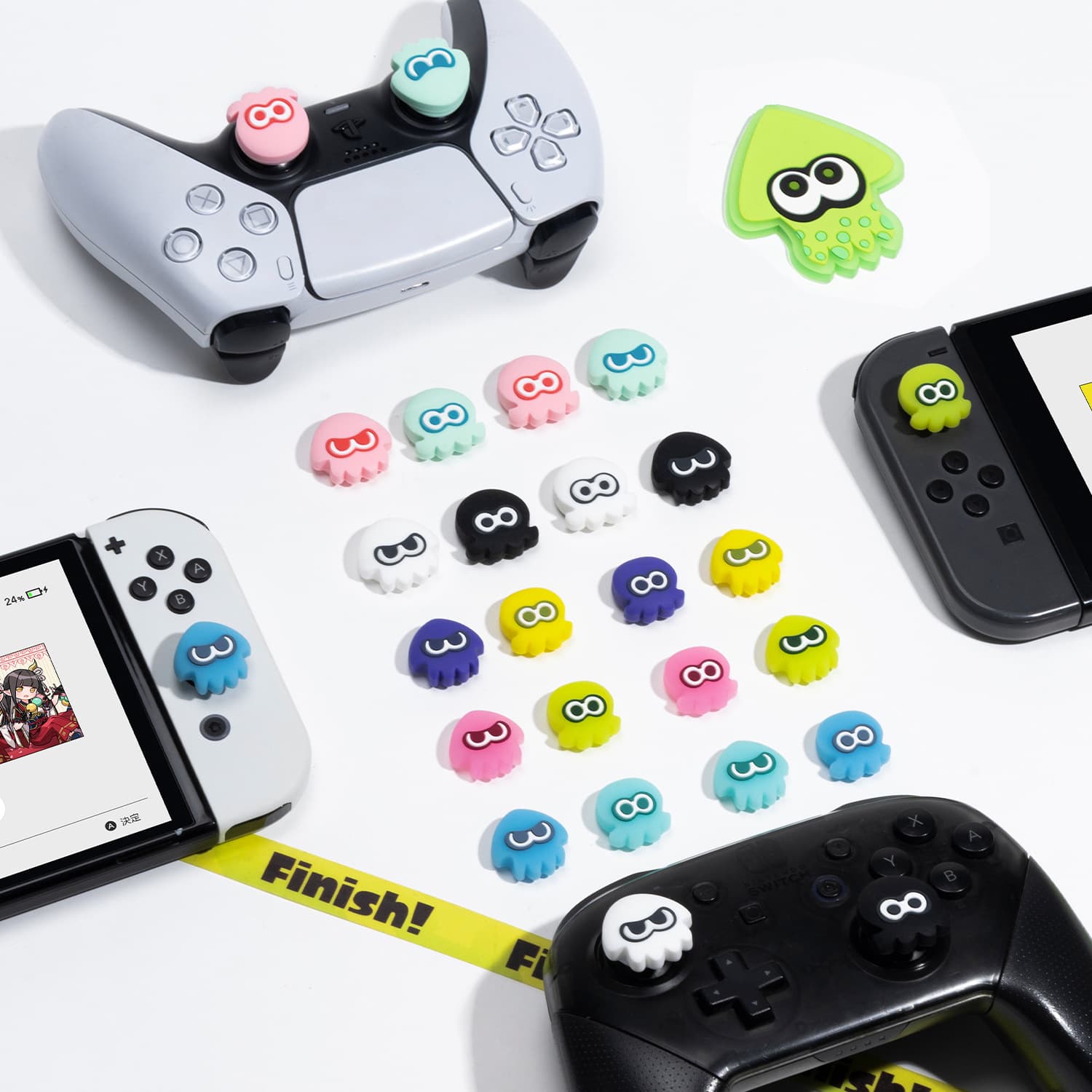 Nintendo switch rocker cap ps4/ps5/nspro silicone rocker cover adapted to oled Splatoon 3