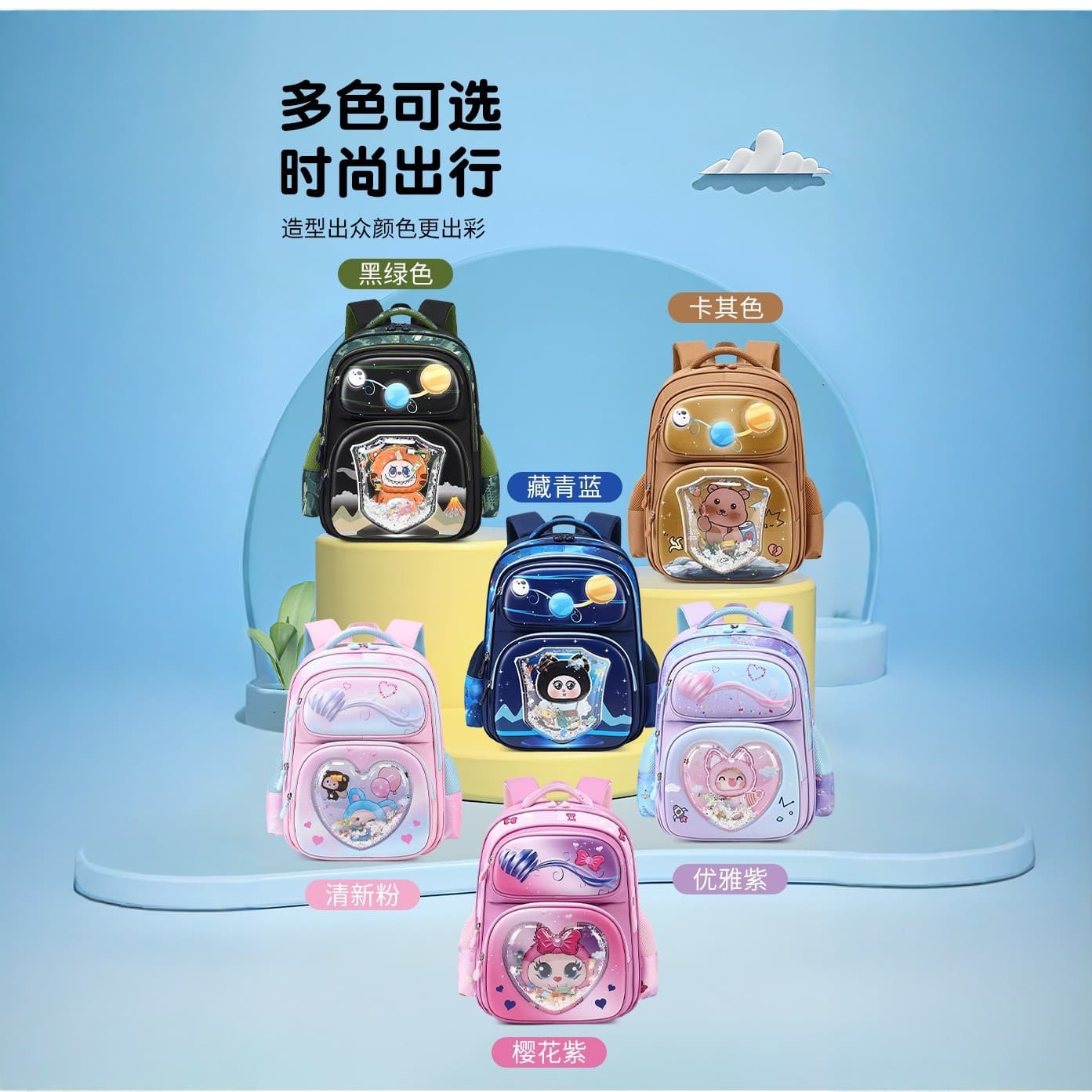 2025 New Elementary School Backpack for Grades 1-6, Lightweight and Pressure-Relieving 3D EVA, Cute Cartoon Design for Boys and Girls