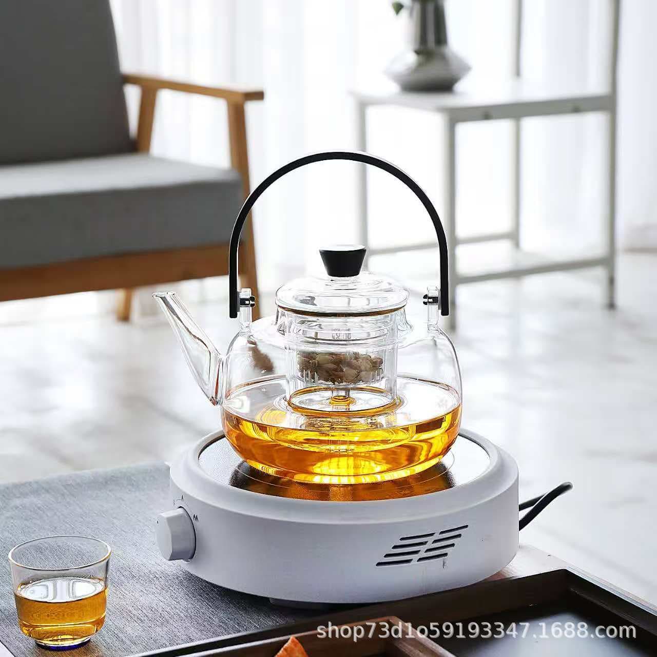 High-Temperature Resistant Teapot, High Borosilicate Glass Kettle for Electric Hob Brewing, Open Flame Wellness Flower Tea Pot