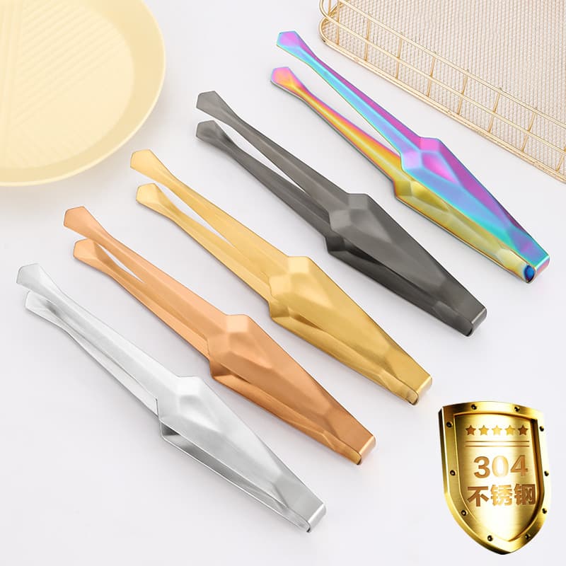 New 304 Stainless Steel Food Tongs Bread Tongs Meat Tongs One-Piece Design for Buffet Restaurant Hotel Supplies