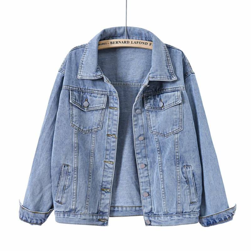 temu Amazon Retro Blue Denim Jacket Women's Jacket Plus Size Foreign Trade INS Trendy BF Style Top SHEIN