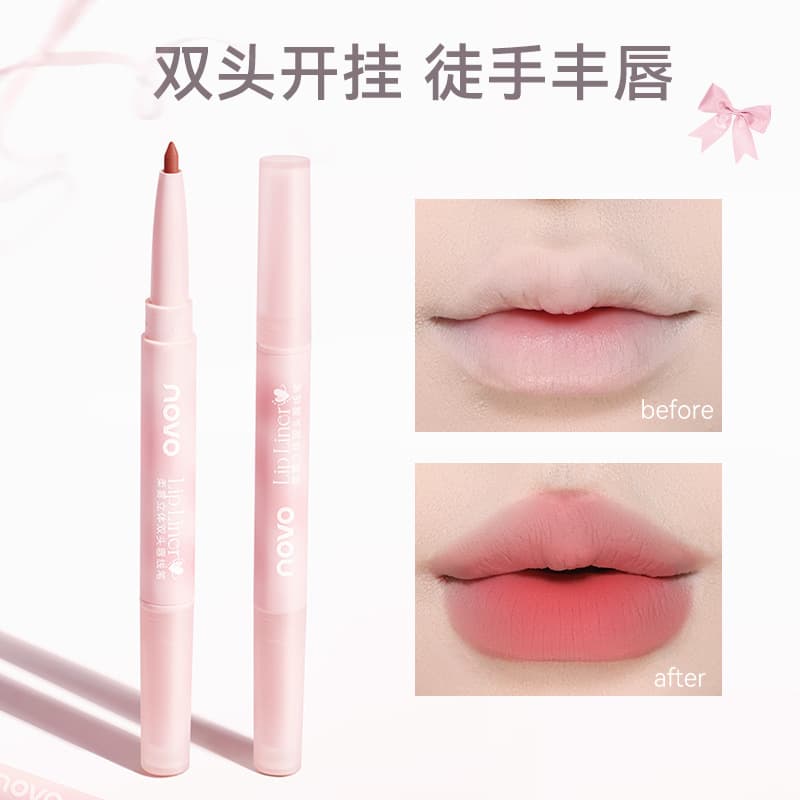 NOVO Soft Matte 3D Dual-Ended Lip Liner Pen Contour Shaping Nude Plump Lips Beginner Lip Pencil