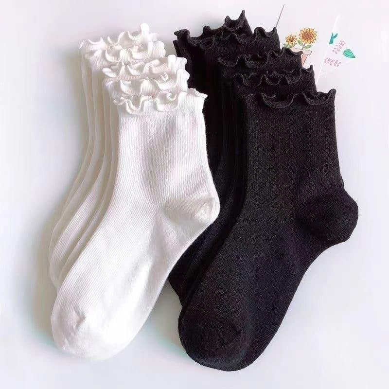 White Lace JK Socks Women Mid-Calf Spring Autumn Lolita Atmosphere Summer Short Socks Antibacterial Sweat Absorbent Odor Control