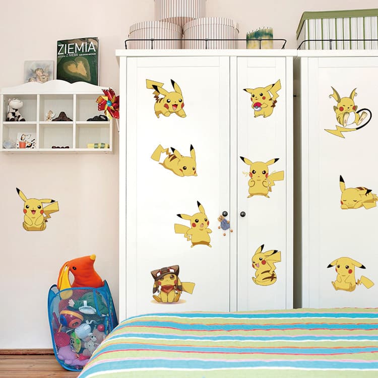 Ay6077 Naked Pikachu Wall Stickers Wholesale Cute Cartoon Children's Room Kindergarten Wall Decoration Stickers Wall Stickers