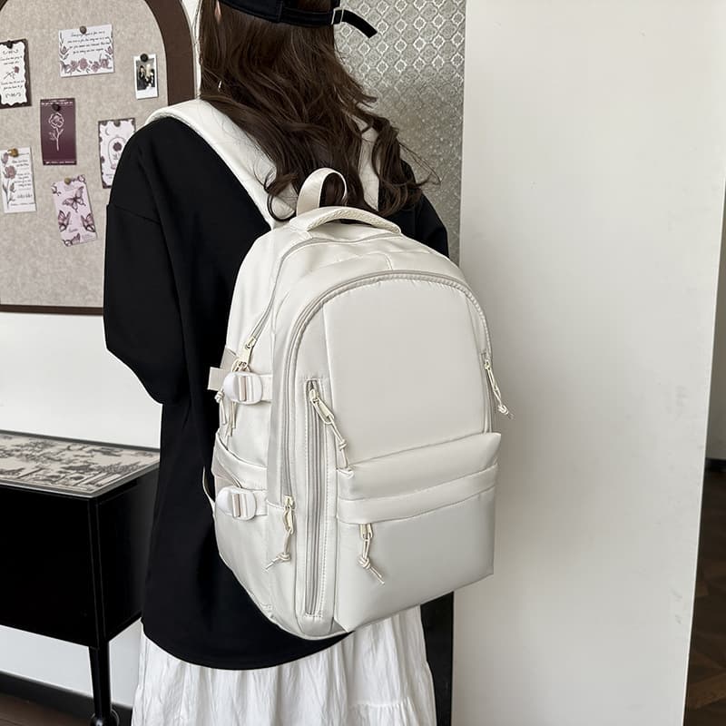 New Large-Capacity Backpack for Middle and High School Students, Solid Color, Simple and Versatile, Lightweight Travel Backpack with Custom Logo Printing