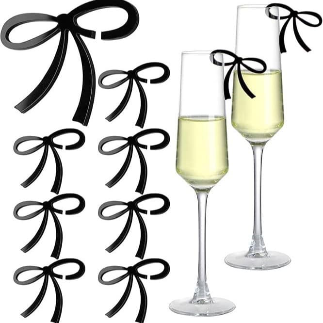 Cross-border acrylic bow and other multi-shaped beverage labels, wine glass ornaments, birthday wedding party decorations and accessories