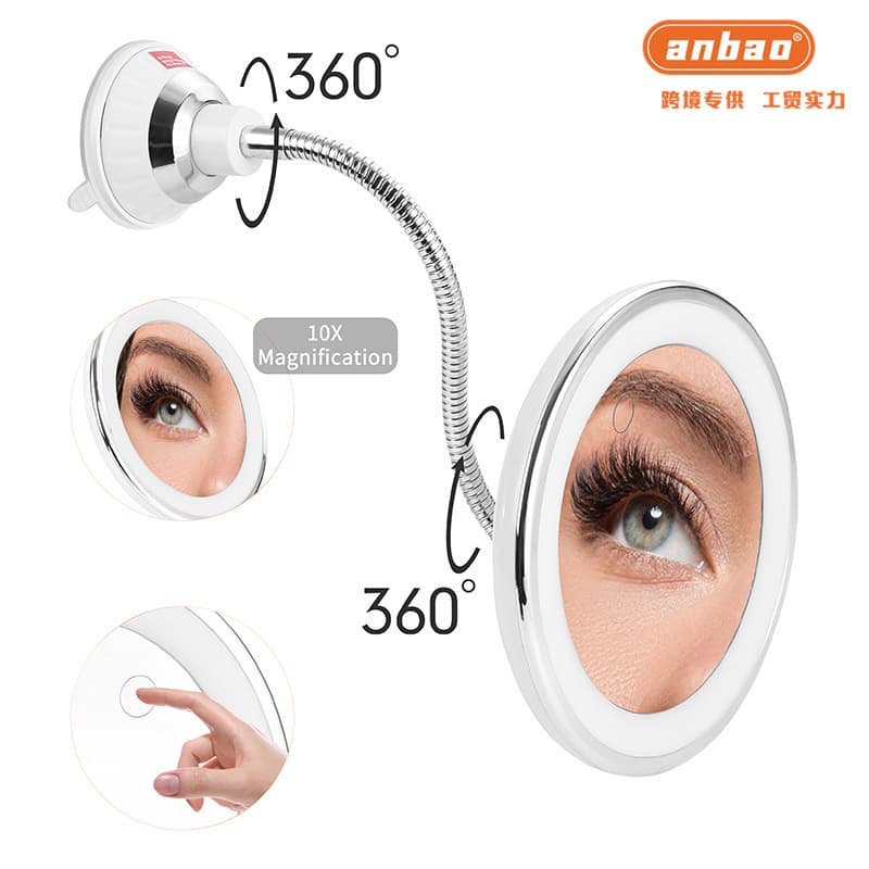 10x Magnification LED Makeup Mirror with USB Charging Foldable Suction Cup Design Beauty Enhancing Triple Color Upgrade