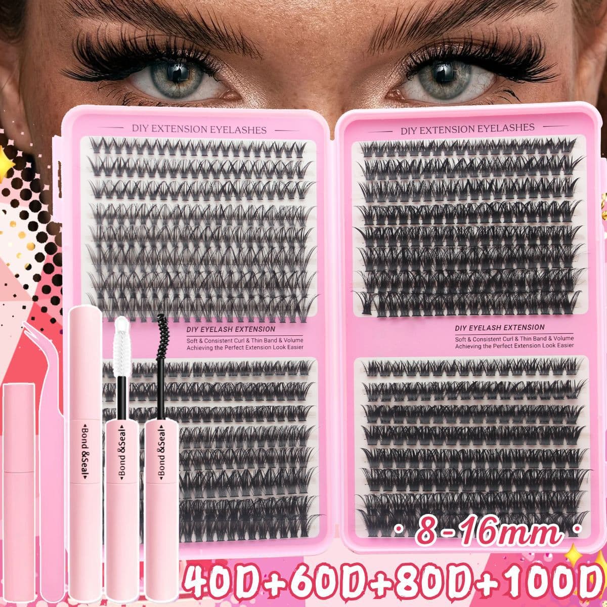 European and American cross-border best-selling DIY eyelash book large capacity segmented eyelash set curly thick false eyelashes batch