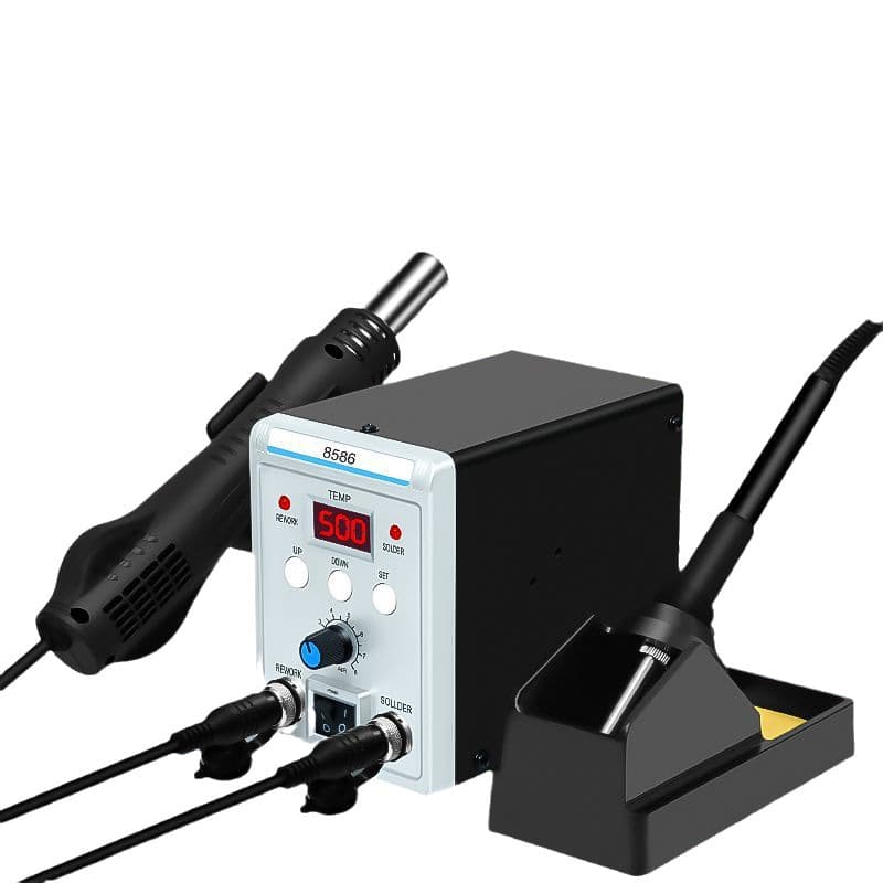 Factory Direct Supply 8586 Soldering Station Hot Air Gun 2-in-1 Mobile Phone Repair Desoldering Station Digital Display Adjustable Temperature Electric Soldering Station