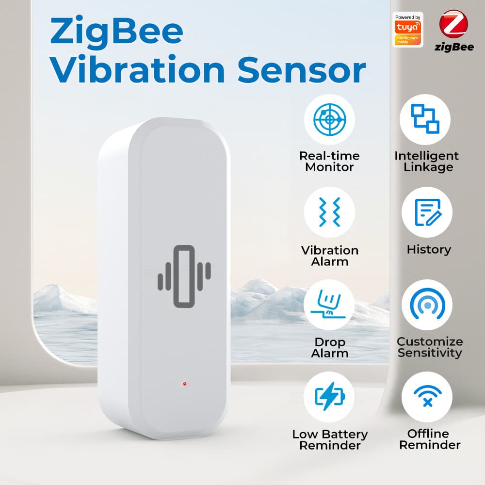 Zigbee Vibration Sensor Tuya Smart Home Vibration Sensor WiFi Motion Remote Alarm Smart Alarm