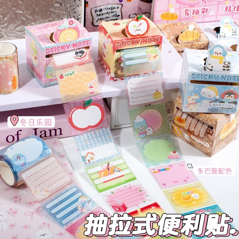 Cartoon Pull-Out Sticky Notes Student Planner Marker Memo N Times Sticky Pearlescent Transparent Writable Sticky Notes Wholesale