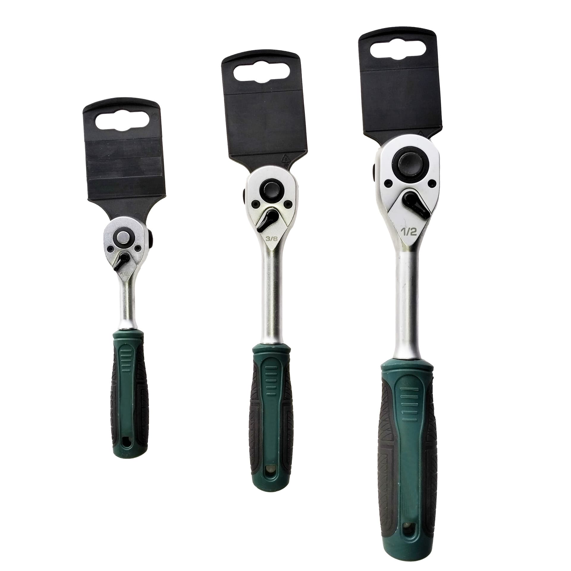 72-Tooth Quick-Release Ratchet Wrench Set Large Medium Small Drive Straight Handle Automotive Repair Tool