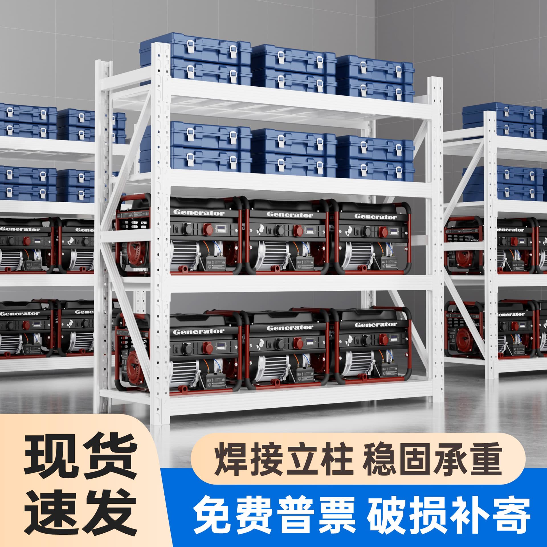 Factory Warehouse Shelving, Heavy-Duty Steel Shelves for E-Commerce, Multi-Layer Storage Racks, Light and Medium Duty