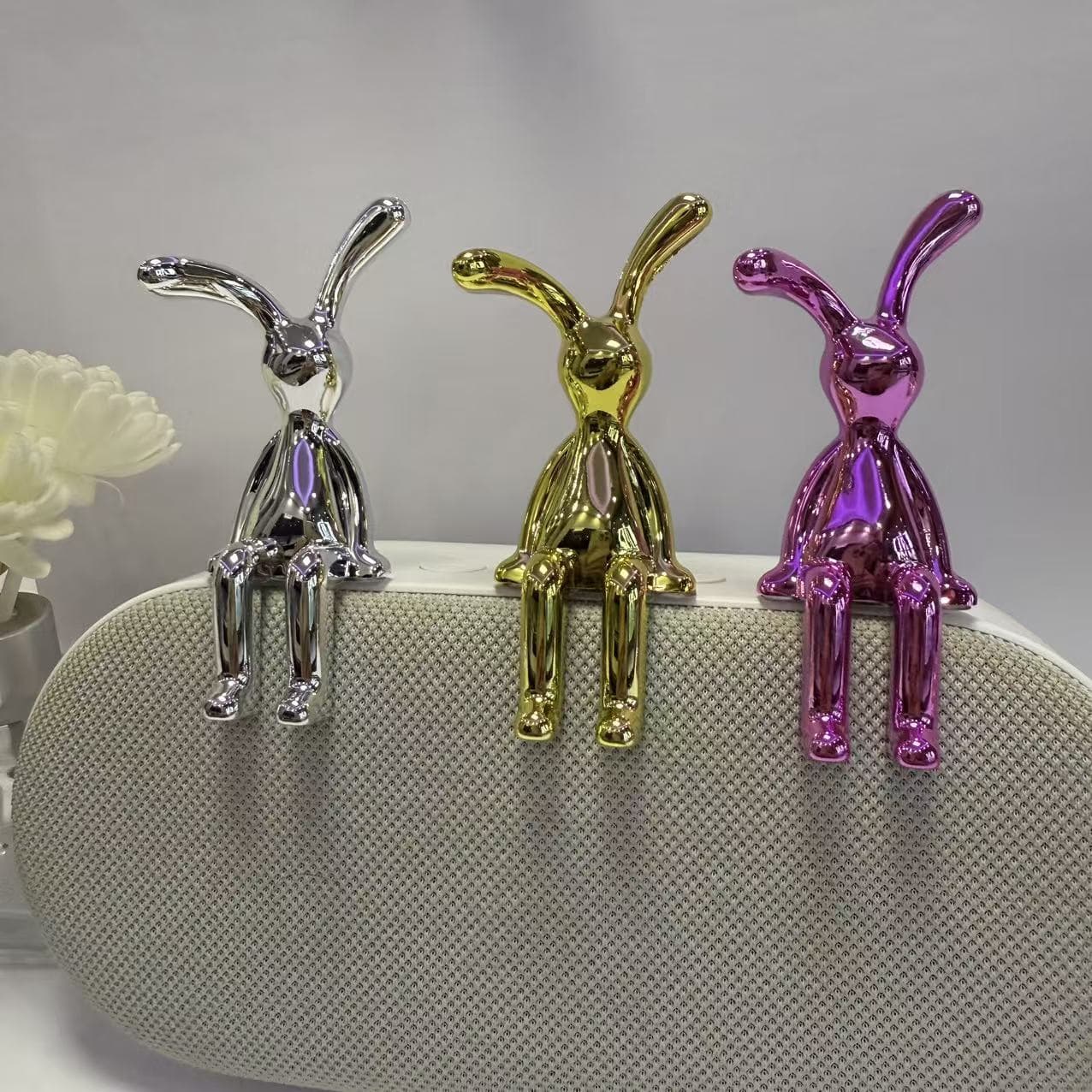 Cross-border Creative Electroplated Long-Ear Rabbit Craft Toothpick Holder Cup Lid Handle Accessory Tissue Box Decoration