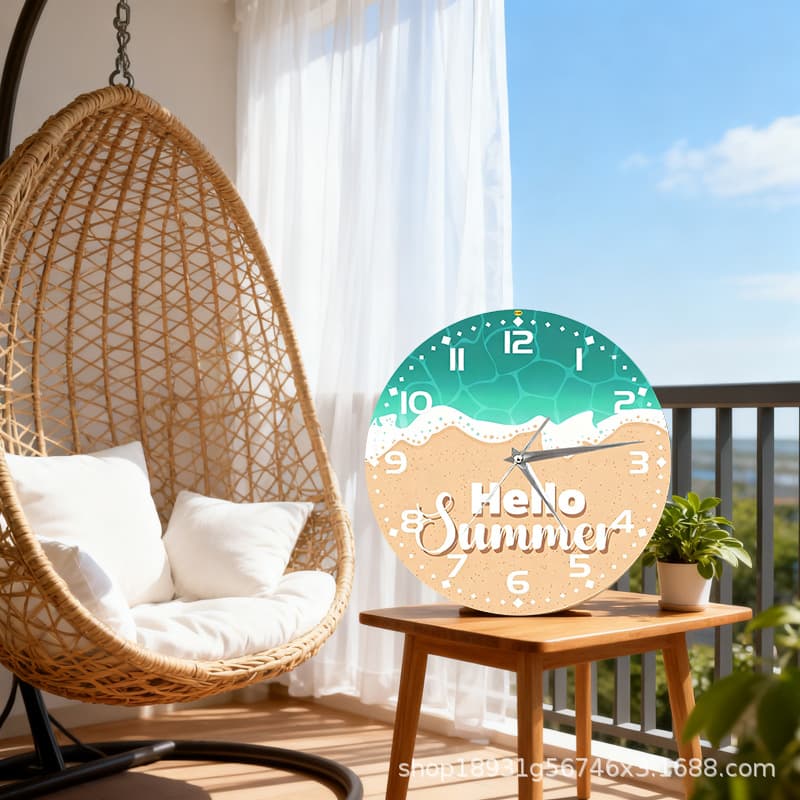 Wooden Distressed American Style Outdoor Courtyard Wall Clock, Barber Shop Wall Clock, Silent Decorative Clock for Living Room