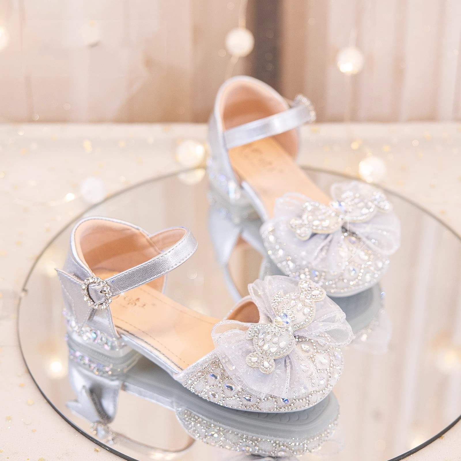 Girls Princess Shoes 2025 Summer New Style Little Girl High Heel Sandals Korean Children Shoes Soft Sole Bow Non-Slip