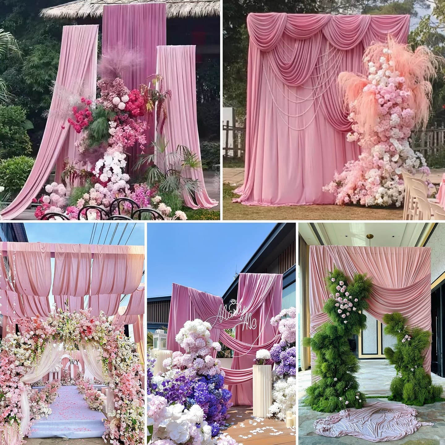 Wedding Pink Milk Silk Stretch Fabric Backdrop Drapes Ceiling Hanging Cloth for Wedding Hall Stage Top Korean Style Decorative Fabric