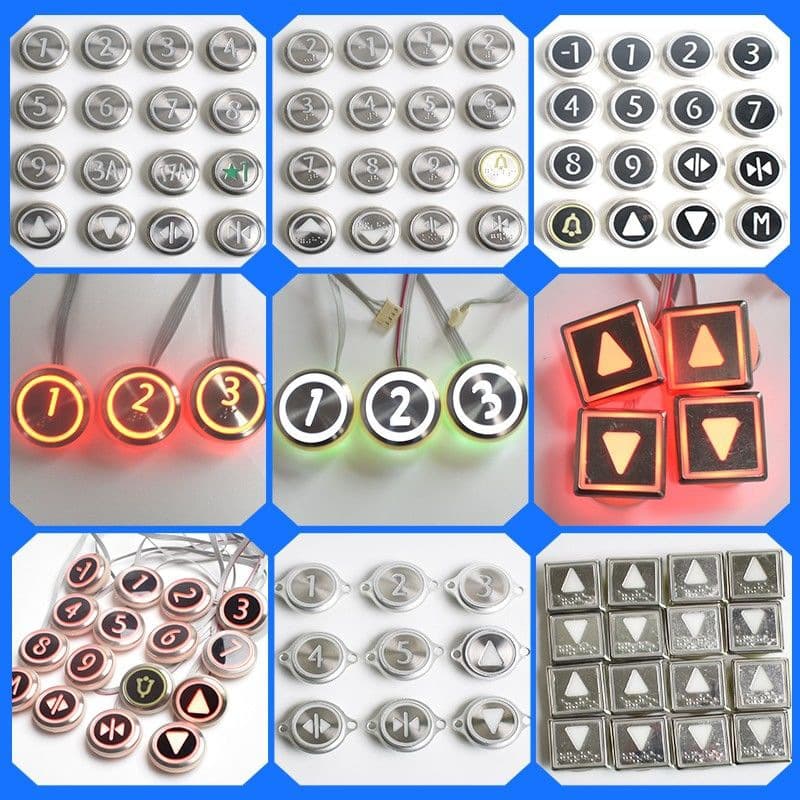 KONE elevator button with KDS300 50 round digital external call, stainless steel KONE patch button.
