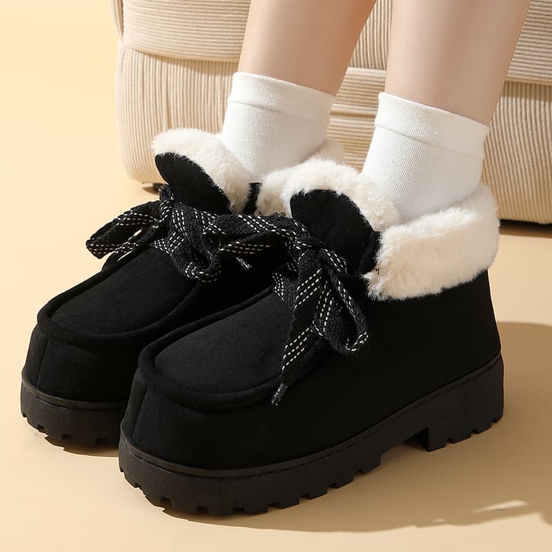 Fashion Comfort Thick Sole Lined Outdoor Women's 2025 Lined Snow Boots Thickened Winter Warm Retro Women's Shoes