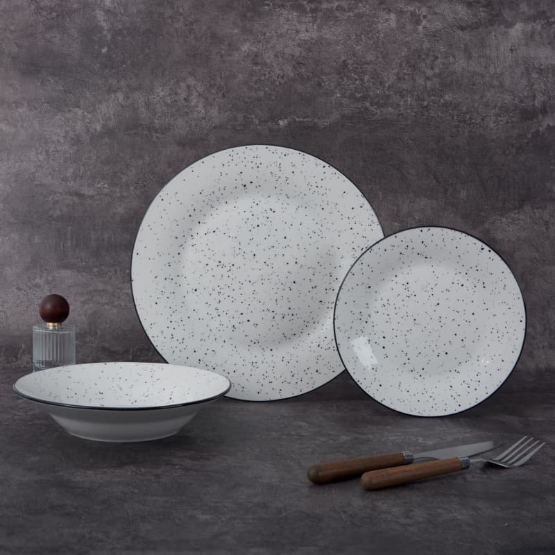 Sesame dot printed underglaze ceramic tableware set three-piece set plate soup plate foreign trade export plate tray
