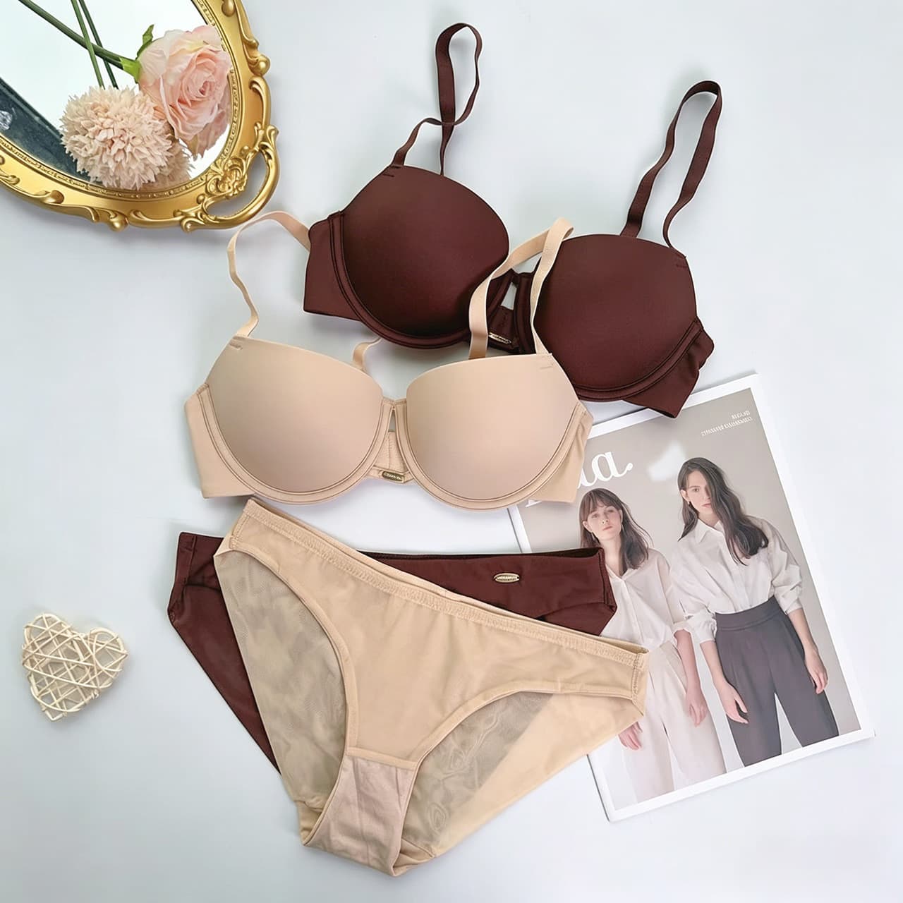 European and American Cross-Border Smooth Bra for Women, Push-Up Bra for Small Bust, Side Boob Lift, Sexy Bra Set