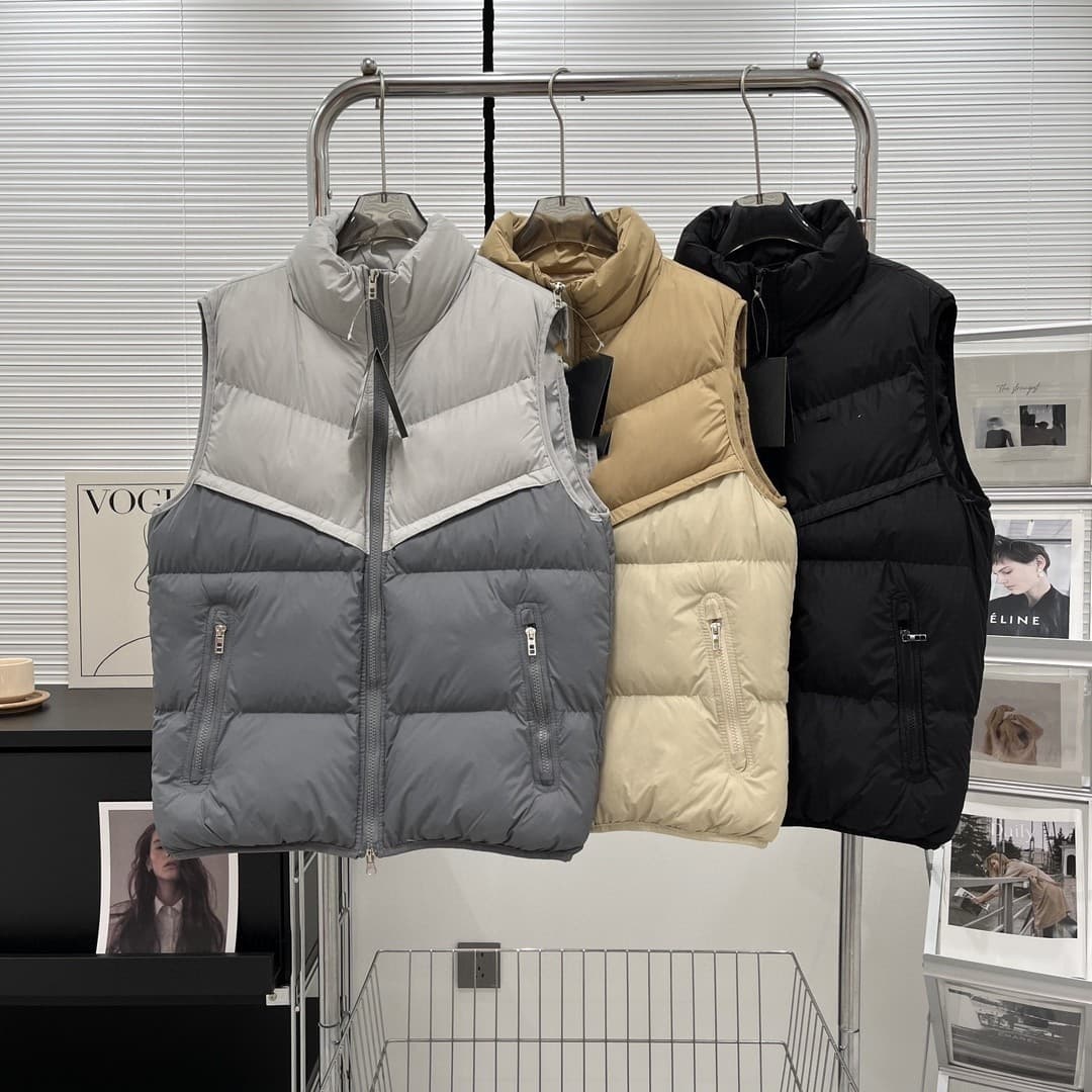 In stock main winter new color block padded vest daily casual unisex cotton vest warm 8184
