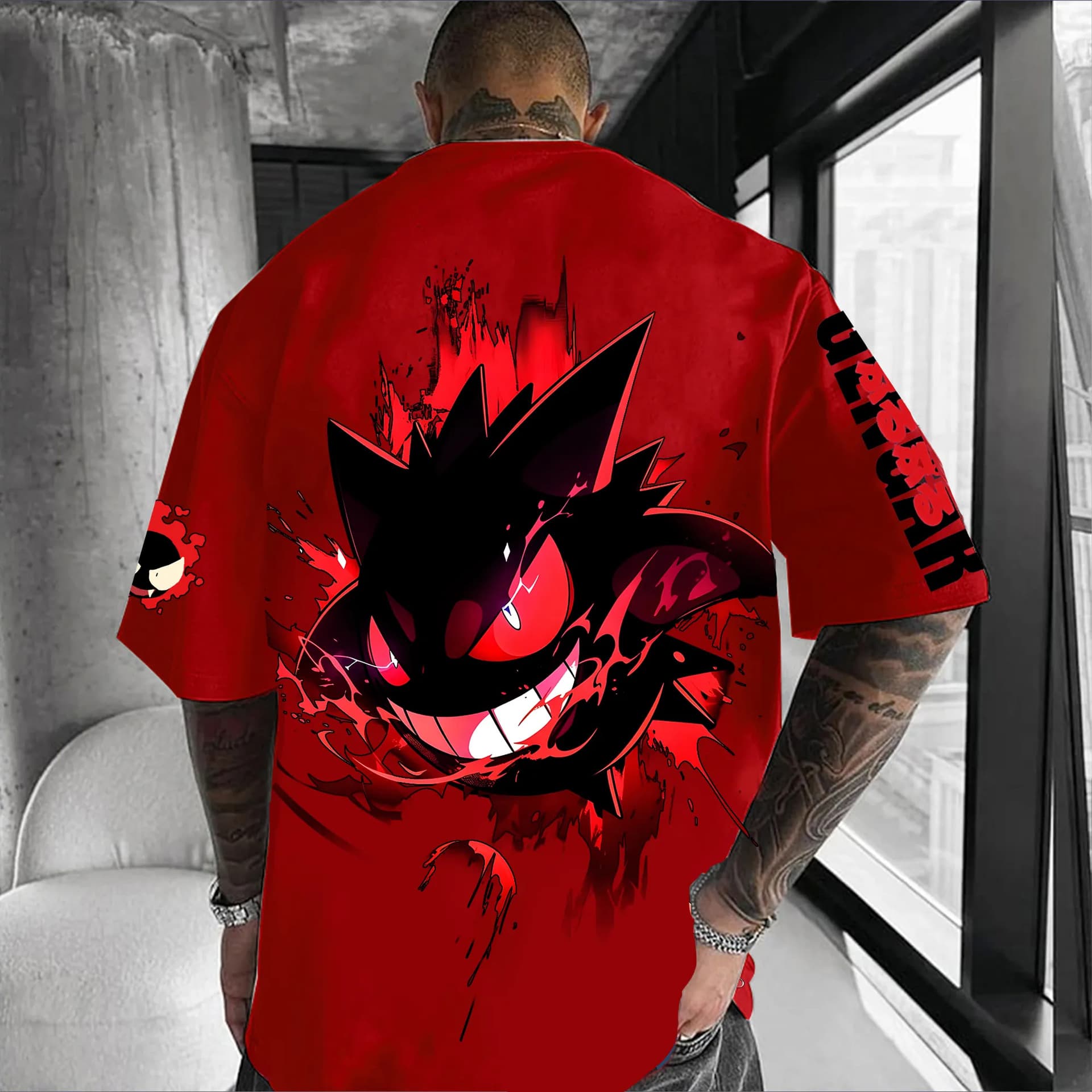 Summer Anime Gengar Cartoon Print Heavyweight Pure Cotton Unisex Anime Inspired T-Shirt