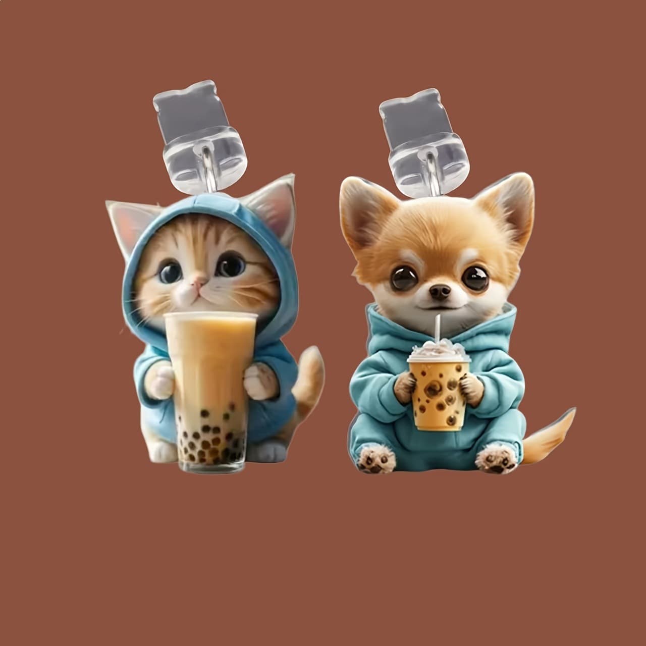 Cross-border Acrylic Phone Dust Plug Love Milk Tea Dog and Cat Pendant Charm Type-C Oval Interface
