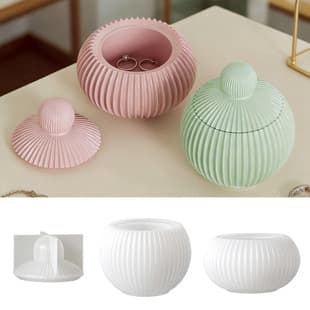 Ins Style Vertical Stripe Storage Jar Epoxy Resin Mold DIY Round Top Scented Gypsum Candle Cup Ornament Silicone Mold