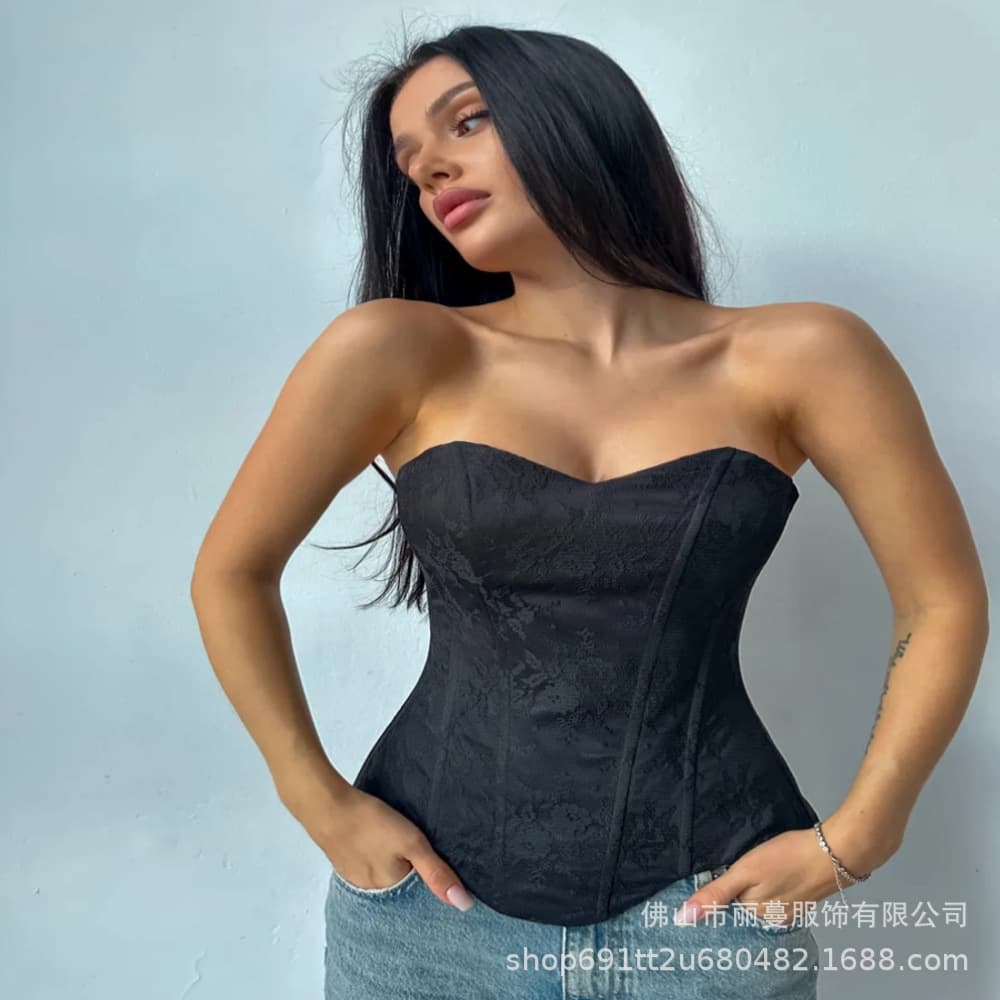 Cross-border Trade WB Sexy Fishbone Lace Waist-Cinching Evening Gown Corset with Lace-up Design for Women
