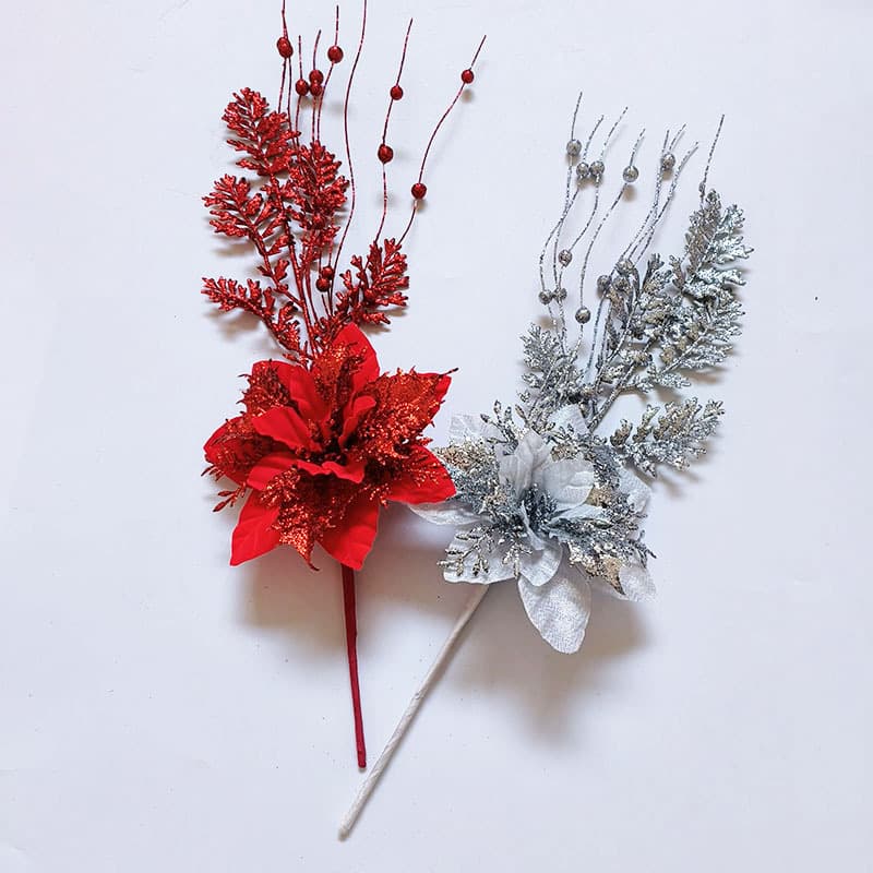 Simulated plant golden pink flower Christmas single-headed flower party decoration stage event layout home decoration materials wholesale