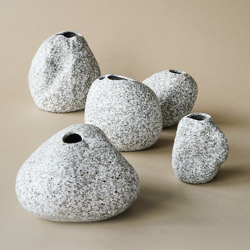 Japanese Imported Tokoname Yamao Stone Flower Vessel, Clay Stone Shape Vase, Home Zen Creative Flower Arrangement Ornament