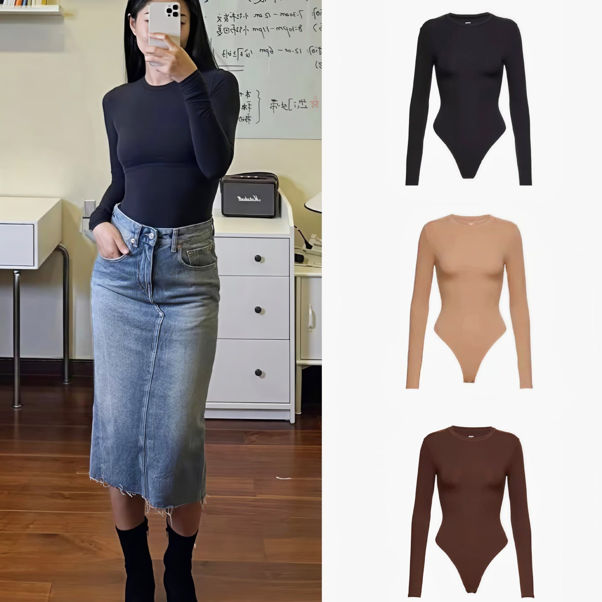 Monice European and American Trendy Brand Slimming Waist Jumpsuit High Elastic Seamless Wearable Long-Sleeve Top for Women