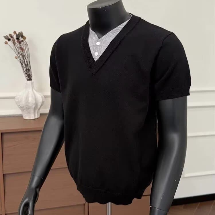 Summer new Korean style casual fashion sweater for men, simple design, versatile, casual, handsome and loose top