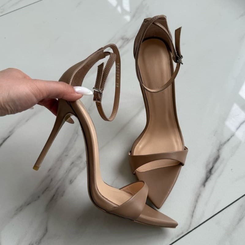 Cross-border European and American fashion sandals, pointed toe, thin heel, single strap buckle, women's shoes, large size, sandals women 43