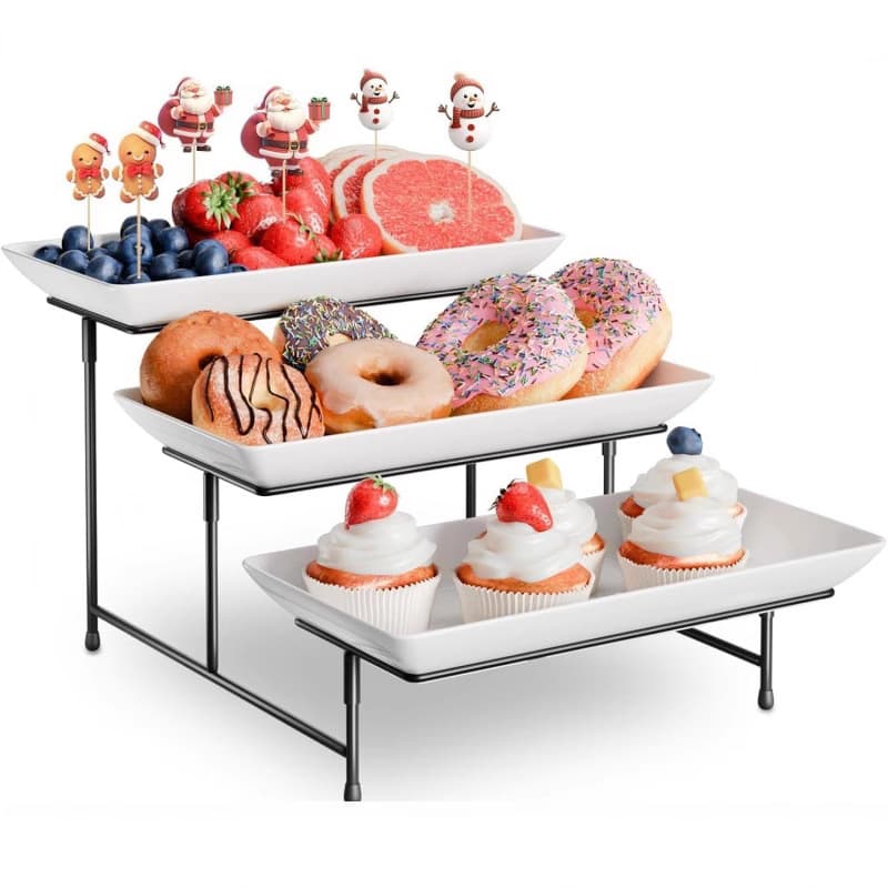 Cross-border Three-tier Dessert Stand Fruit Tray Hotel Sweet Table Buffet Display Multi-layer Serving Plate