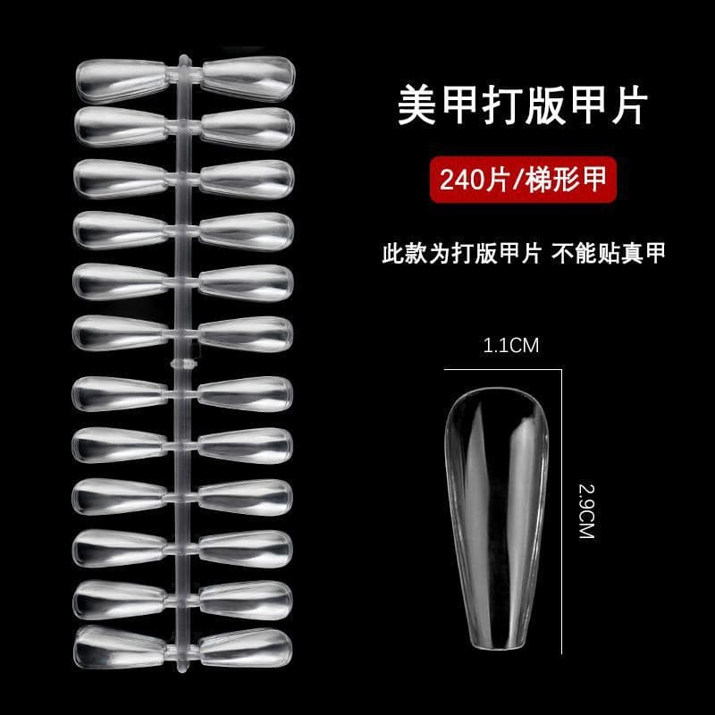 Transparent Nail Practice Tips, New Medium-Long, Short, Long Stiletto, Teardrop, Long T-Shape, Color Card Style Display Nail Tips