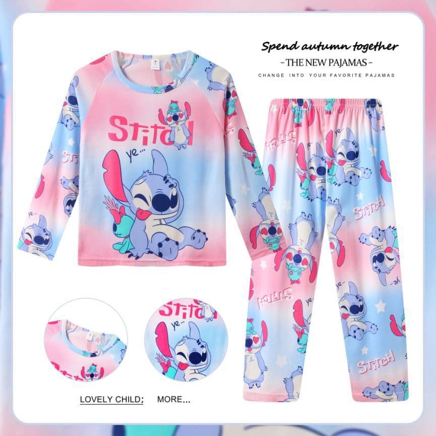 Foreign trade spring and autumn children's pajamas long-sleeved boys and girls cartoon round neck cute air-conditioned home clothes two-piece set wholesale