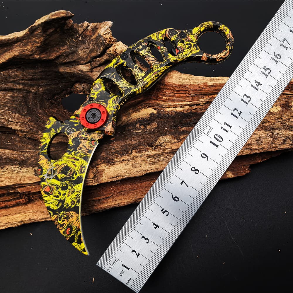 New Cross-Border Outdoor Stainless Steel Folding Knife 3D Color Printed Claw Curved Knife CSGO Cool Ring Folding Knife