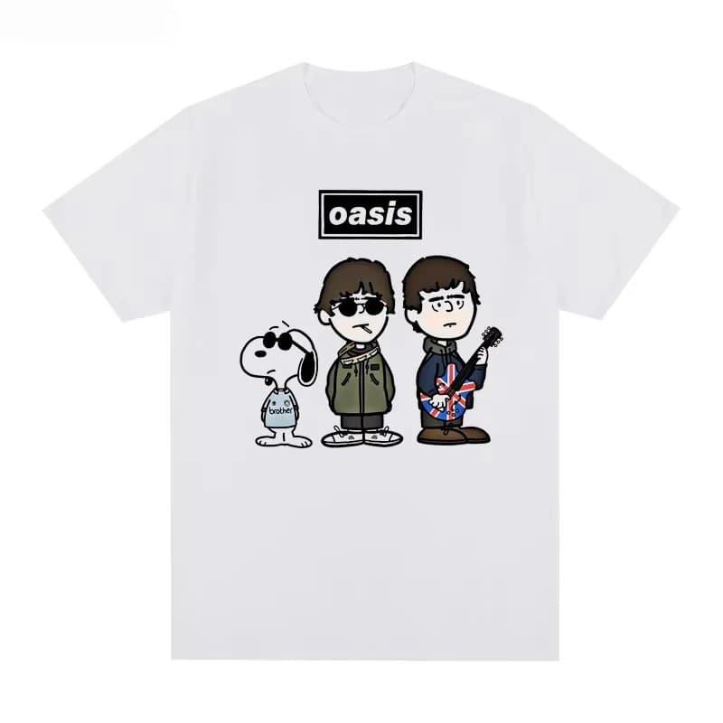 Ouma Pure Cotton T-Shirt 2025 OASIS Band Snoopy Camiseta De Manga Corta Re