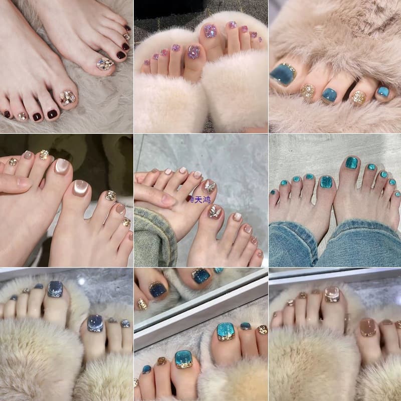 Finished Toe Nail Tips Press-On Toenails Fake Nail Patches Finished Manicure Toe Nail Stickers Wearable Toe Nails Toe Nail Tips