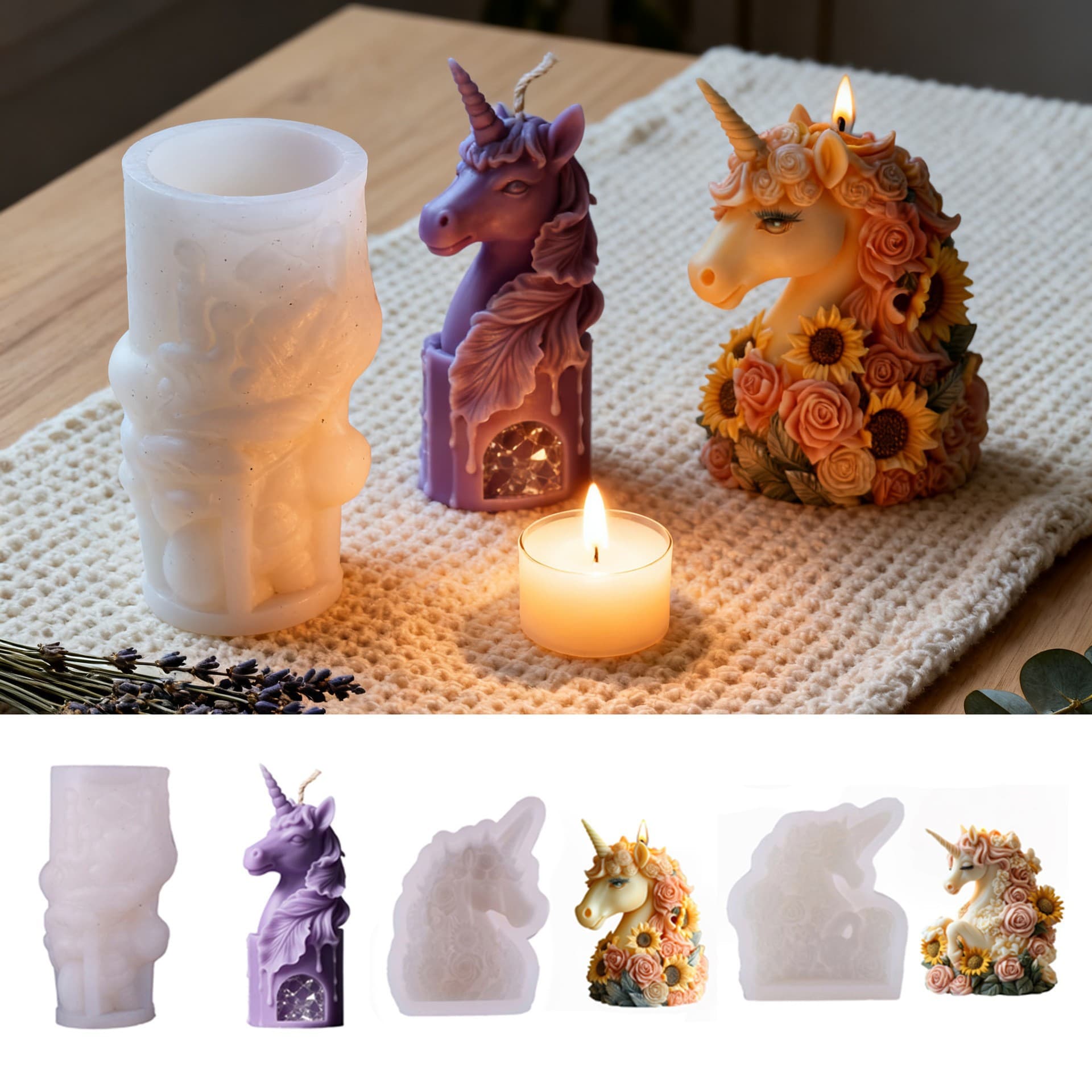 Machuang diy various unicorn cake molds dreamy flowers unicorn scented candles decorative ornaments silicone molds