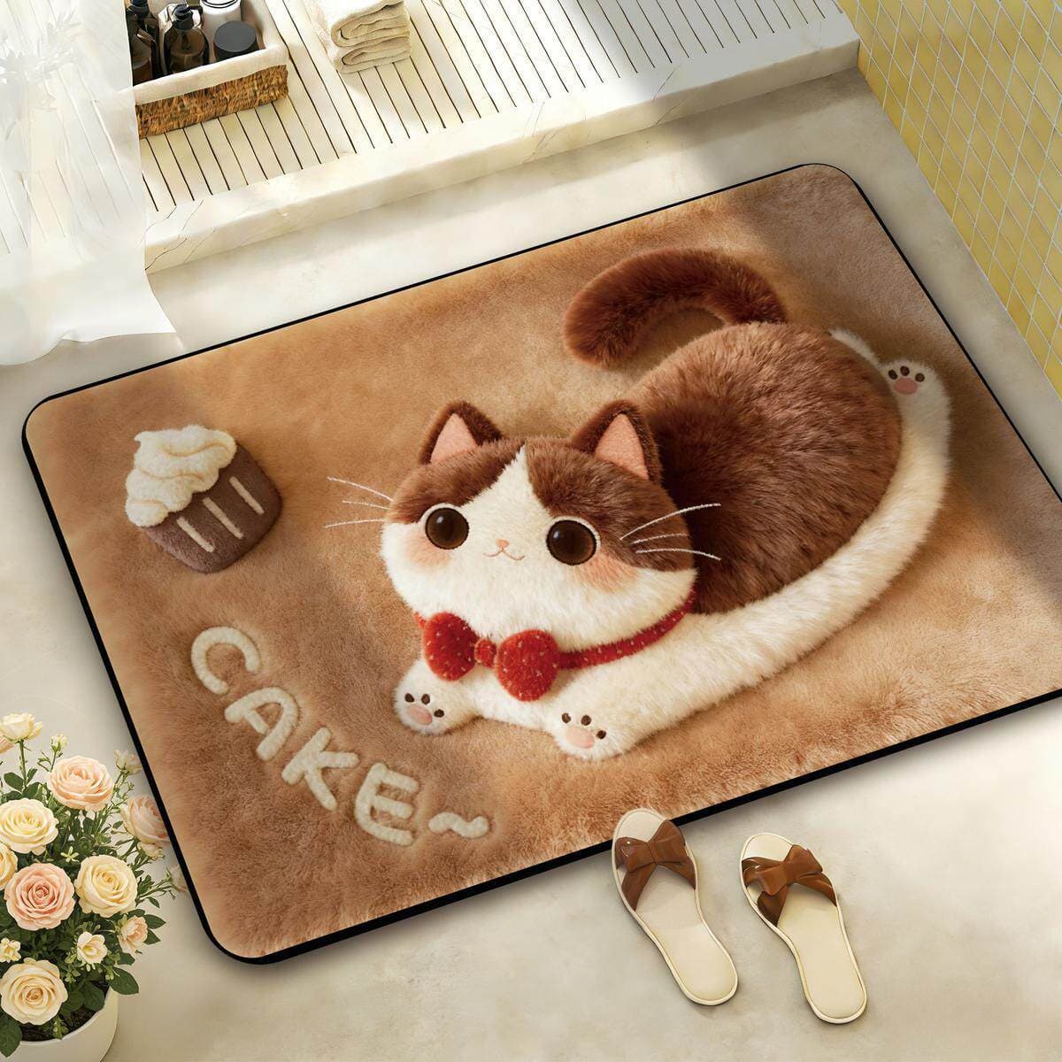 Imitation plush visual effect diatom mud floor mat bathroom toilet door absorbent non-slip mat new bathroom floor mat
