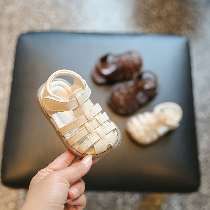 Girls Sandals Toddler Closed-Toe Roman Sandals Summer New Baby Princess Shoes Soft Sole Non-Slip Infant Walking Shoes