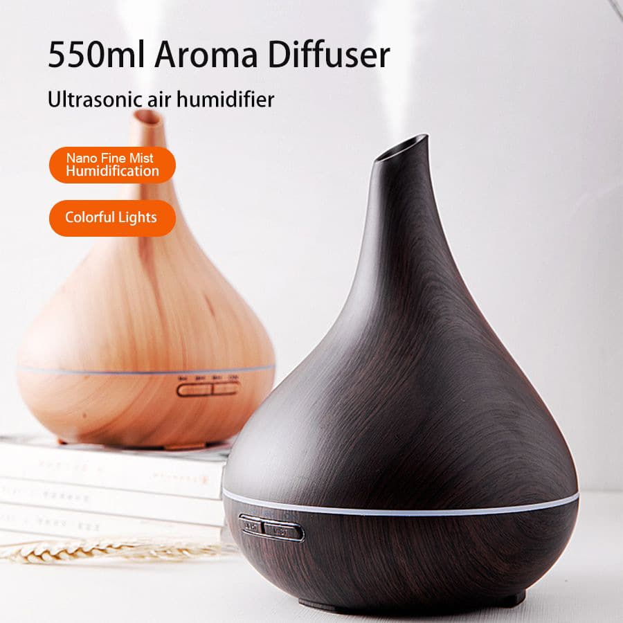 Ultrasonic Wood Grain Aromatherapy Diffuser 550ml Air Humidifier Essential Oil Nebulizer Diffuser