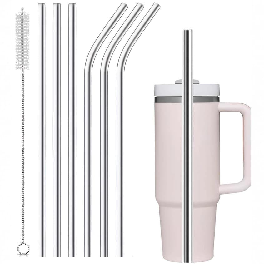 Cross-border 304 Stainless Steel Straw for 40oz Car Ice Cup, Extra Long Stanley Straw