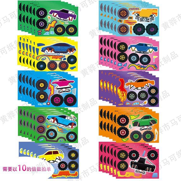 Sticker Monster Truck Sticker Birthday Party Decoration Make Face Game Sticker Monster Truck Sticker Kit
