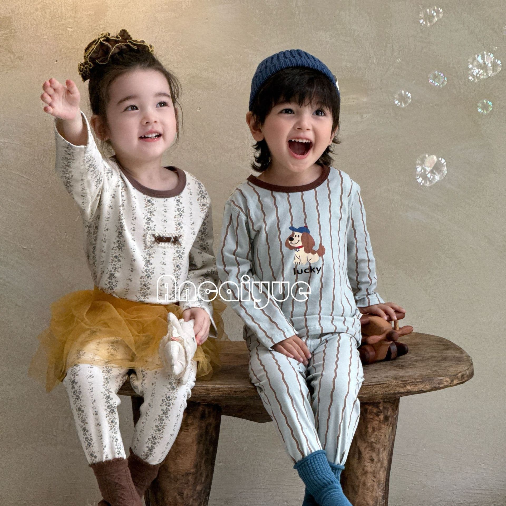 New Pure Cotton Seamless Lycra Children's Home Wear Set for Boys and Girls, Class A Cartoon Thermal Underwear Pajama Set